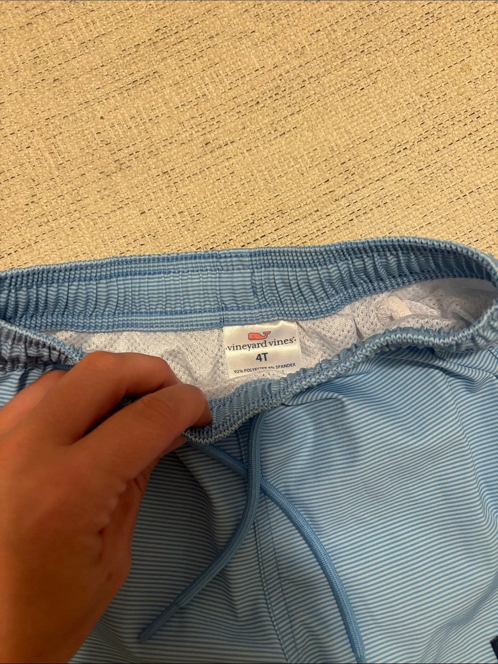 Vineyard Vines Boys Light Blue Micro-Stripe Swim Trunks